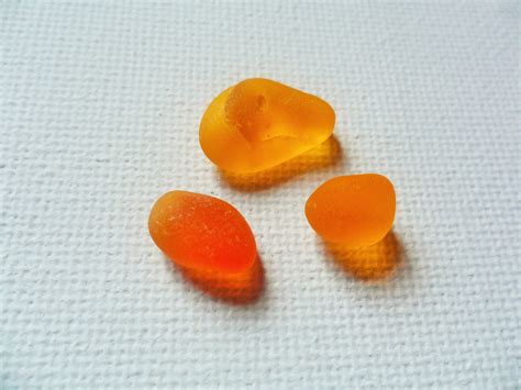 Ultra Rare Perfect Bright Orange Sea Glass Trio Seaham Beach Etsy Sea Glass Bright Orange