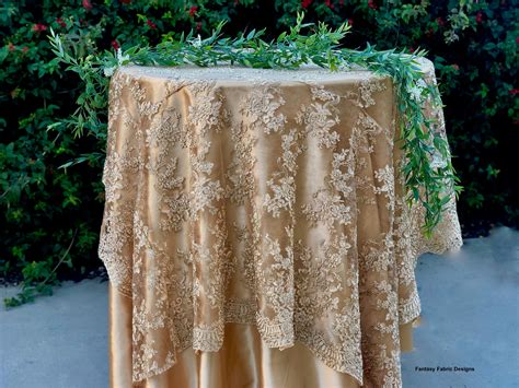 Gold Lace Tablecloth Gold Table Overlay Lace Table Overlay Etsy