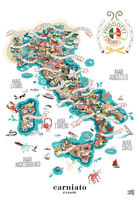Prodotti Tradizionali Italiani On Behance Illustrated Map Italy Map Map