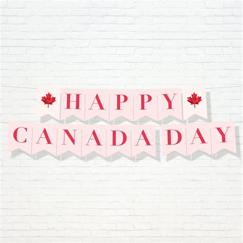 Happy Canada Day Banner Printable Pink Red Canada Day Home Etsy