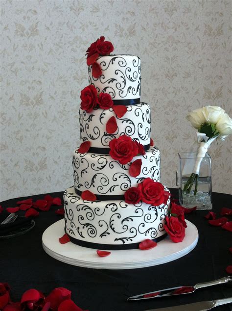 42 Elegant Red And Black Wedding Cake Background West End Bakery