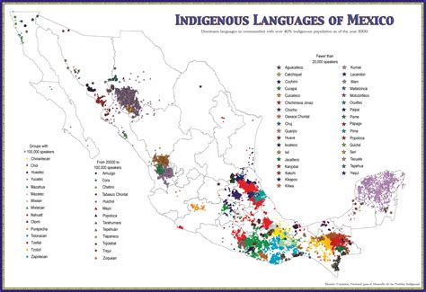 Indigenous Languages Of Mexico Shown On Map Mexico Lenguas