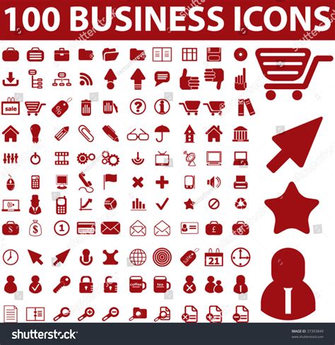 100 Red Business Icons Vector 37393849 Shutterstock