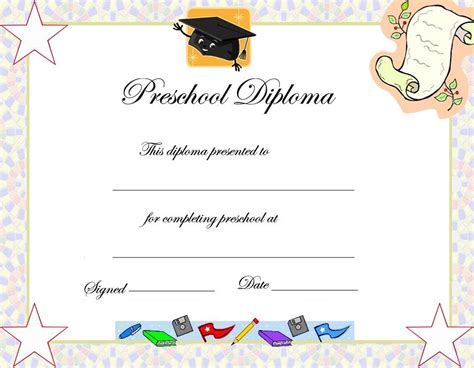 Preschool Graduation Certificate Template Preschool Diploma