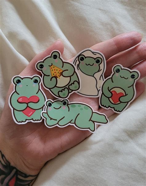 Cute Frog Stickers Froggy Love Kawaii Frogs Cottagecore Frogs Etsy