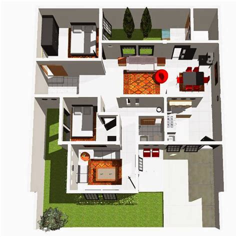 Sedangkan lantai 1 ada teras yang luas. Denah Rumah Minimalis 1 Lantai Ukuran 7x9 | Desain Rumah ...