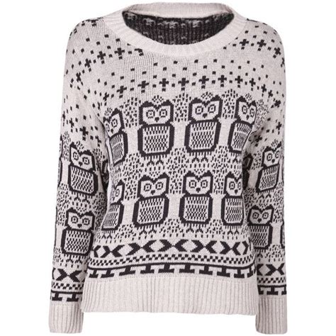 Stone Owl Print Jumper 10 Liked On Polyvore Featuring Tops Sweaters