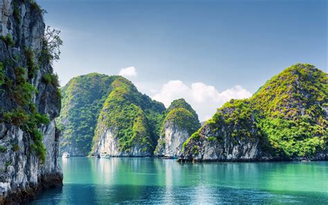 Download Wallpapers Halong Bay 4k Ocean Summer Vietnam Cliffs