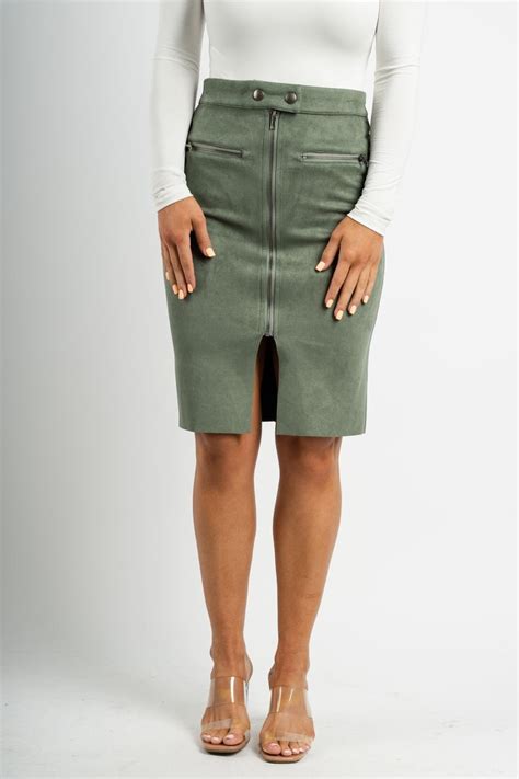 Suede Pencil Skirt Washed Green In 2022 Suede Pencil Skirt Cute