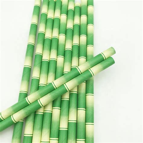 Eco Friendly Paper Drinking Straws Bar Accessories Bamboo Printed Party