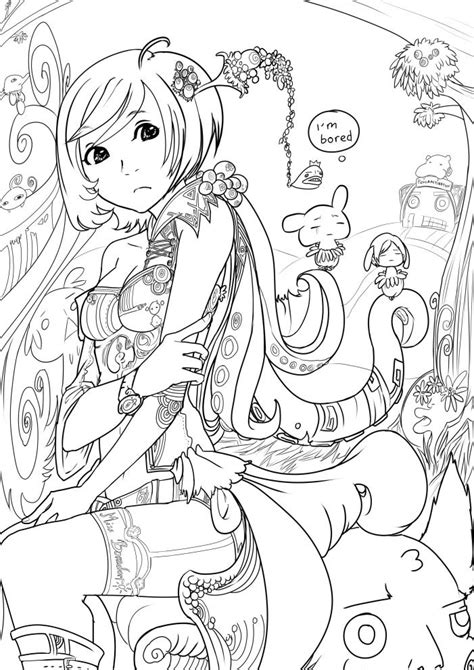 Miss Boredom Lineart By Kanza On Deviantart Chibi Coloring Pages