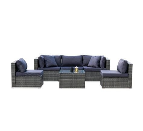 LONDON RATTAN 5 Seater Modular Outdoor Lounge Setting with Coffee Table