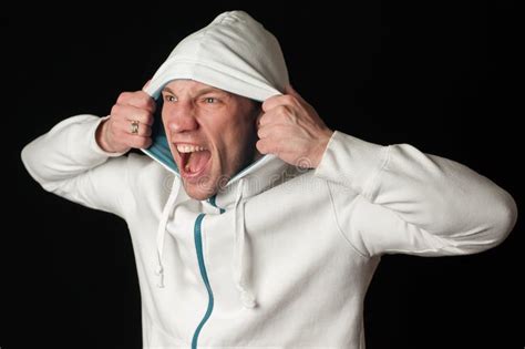 Man In Hood Stock Photo Image Of Adult Frantically 69646776