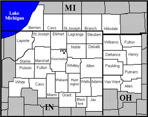 Northern Indiana County Map Cities And Towns Map