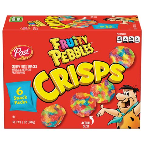 New Post Fruity Pebbles Crisps Portable Breakfast Cereal 1 Oz Pack Of 6