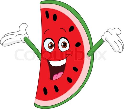 Create anything you want using cute cartoons you can now get your hands on more than 1800+ images from this site to help you create unlimited products and copies. Cartoon watermelon slice raising his ... | Stock vector ...