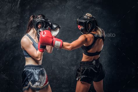 Fight Between Two Professional Female Boxers Stock Photo By Fxquadro