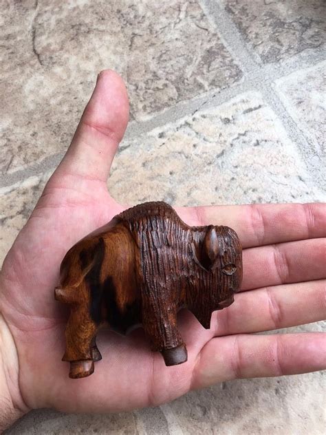 Ironwood Bison Wood Carving Hand Carved From Arizona