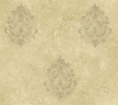 Chesapeake By Brewster Art25104 Beige Baroque Damask Wallpaper The