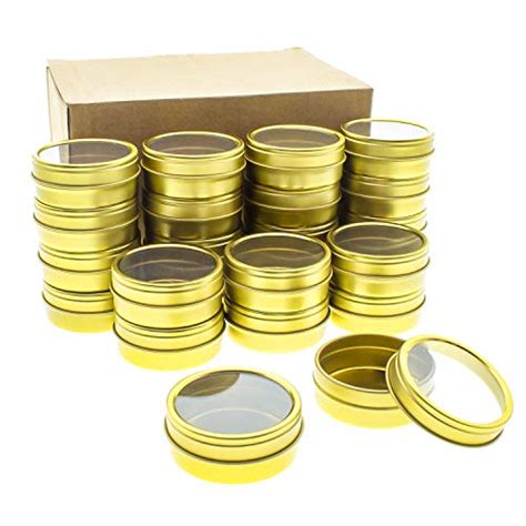 Mimi Pack 24 Pack Tins 4 Oz Shallow Round Tins With Clear Window Lids