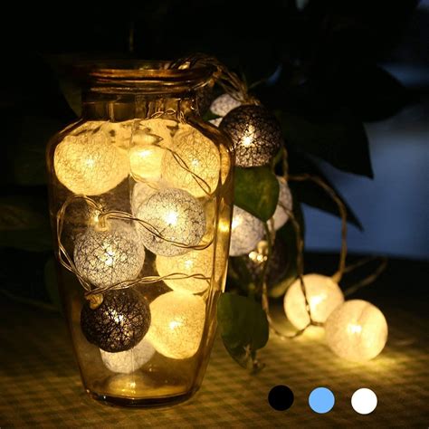 Cotton Ball Fairy String Lights Battery Operated