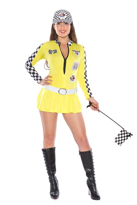 Black Sexy Miss Indy Super Car Racer Driver Costume Vlr Eng Br