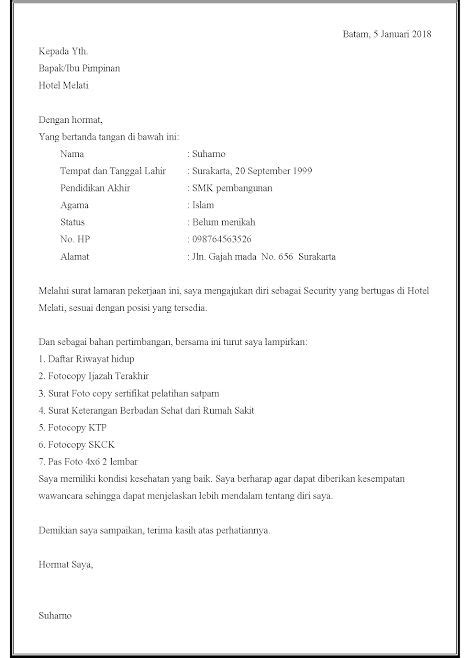 Hal ini supaya surat lamaran kerja yang kamu buat bisa menjadi daya tawar dan dilirik. 15+ Contoh Surat Lamaran Kerja Satpam, Security atau ...