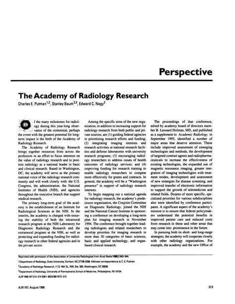 Pdf The Academy Of Radiology Research