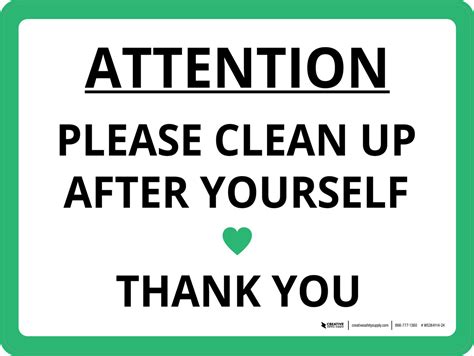 Free Printable Clean Up After Yourself Signs Printable Templates By Nora