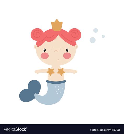 With Little Mermaid Royalty Free Vector Image Vectorstock