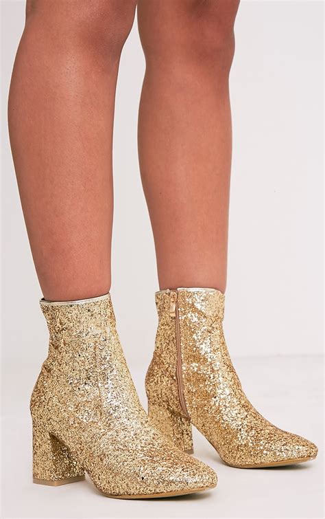 rhianne gold glitter ankle boots boots prettylittlething aus