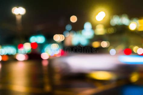 Night City Traffic In A Giant Metropoliscity Light Bokeh Background