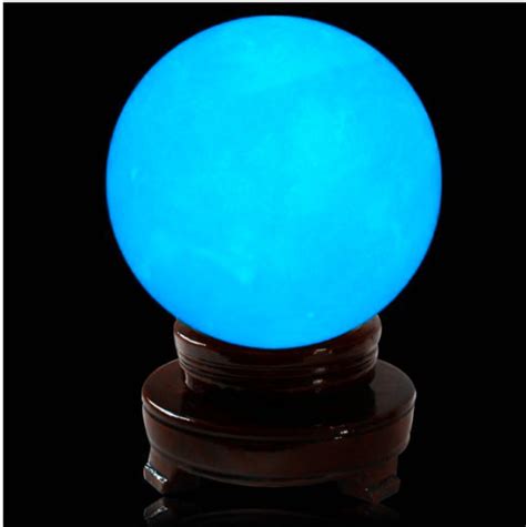 60mm Blue Glow Calcite Glow In The Dark Stone Ball Sphere Healing In