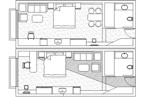 Two Master Bedrooms Layout Plan Cad Drawing Details Dwg File Cadbull