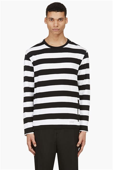 Undercover Black And White Stripe Long Sleeve Tshirt In