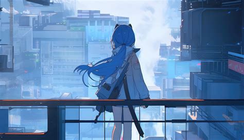 1336x768 Anime Girl Amidst The City Of Dreamers Laptop Hd Hd 4k