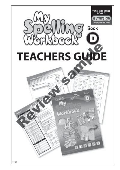 Pr 2290ire My Spelling Workbook Teacher Guide Book D