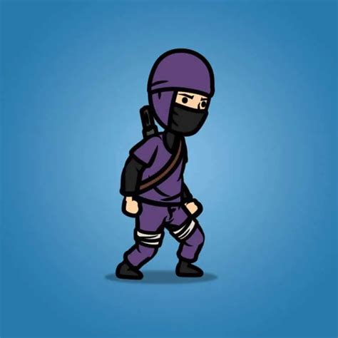 Purple Ninja With Sword 2d Character Sprite Tokegameart