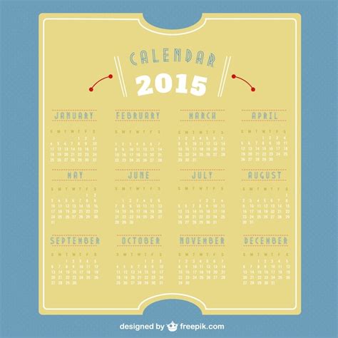 Free Vector 2015 Retro Calendar