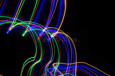 3d Illustration Abstract Patterns Of Lights On Black Background Lines