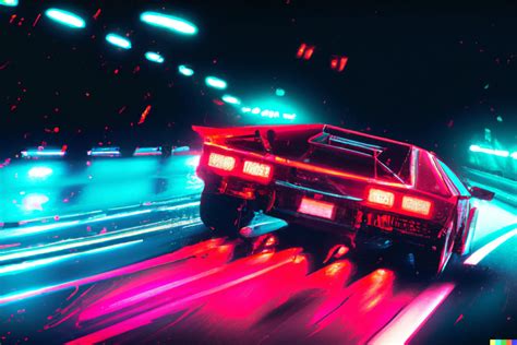Picture Of A Synthwave Lamborghini Countach Tail Lights From Behind