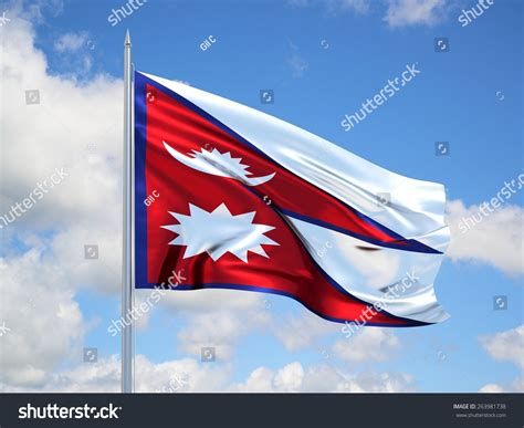 Nepal 3d Flag Waving Wind 3d Stok İllüstrasyon 263981738