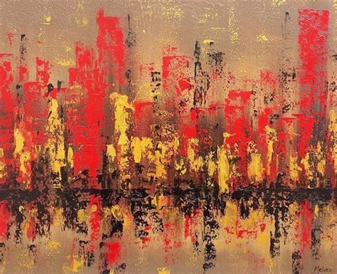 Abstract Modern Art Abstract Cityscape Painting Skyline Painting City