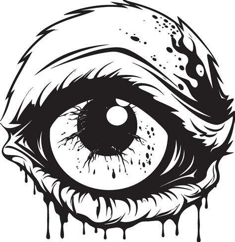 Eerie Zombie Eye Black Vector Horror Emblem Sinister Gaze Creepy Scary