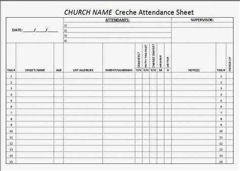 Creche Form Sample Church Nursery Churches And Nursery