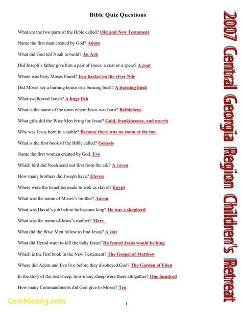 Free Printable Bible Trivia Questions And Answers Free Printable