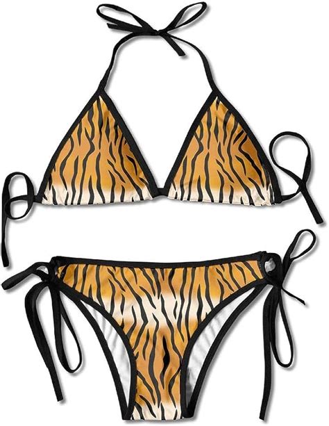 Amazon Com Women Swimwear Tiger Stripes Cool Sexy Bikini Sets Piece