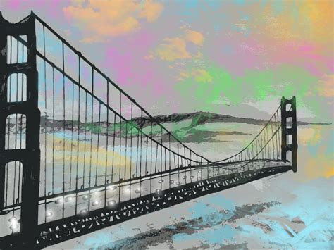 Dibujo de un puente hecho a lápiz retocado con Photoshop Visual