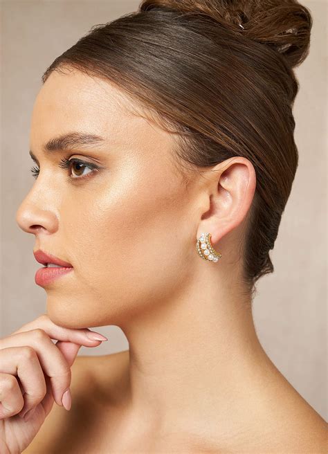 Vintage Geometric Rhinestone Pearl Earrings Azazie