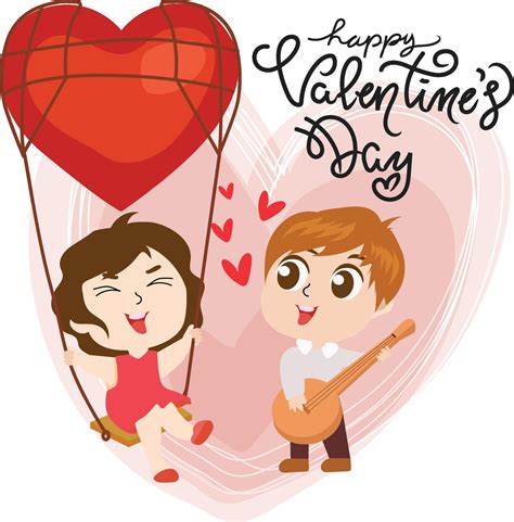 Happy Valentines Day Girl And Boy Cartoon Design 1999779 Vector Art At